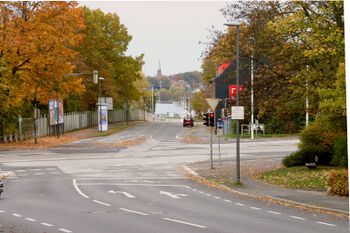 Klausdorfer Weg; Blick von der Werftstraße in Richtung Marinearsenal