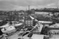 Blick über die Schwentinemündung, Dezember 1967. In der Bildmitte im Hintergrund zu erkennen die Holsatiamühle