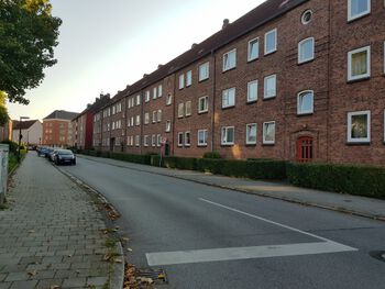 Blick von der Schönberger Straße in Richtung Danziger Straße