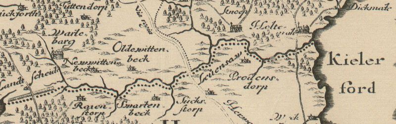 Datei:Levensau - Ausschnitt aus Karte Dänischer Wohld 1652.jpg