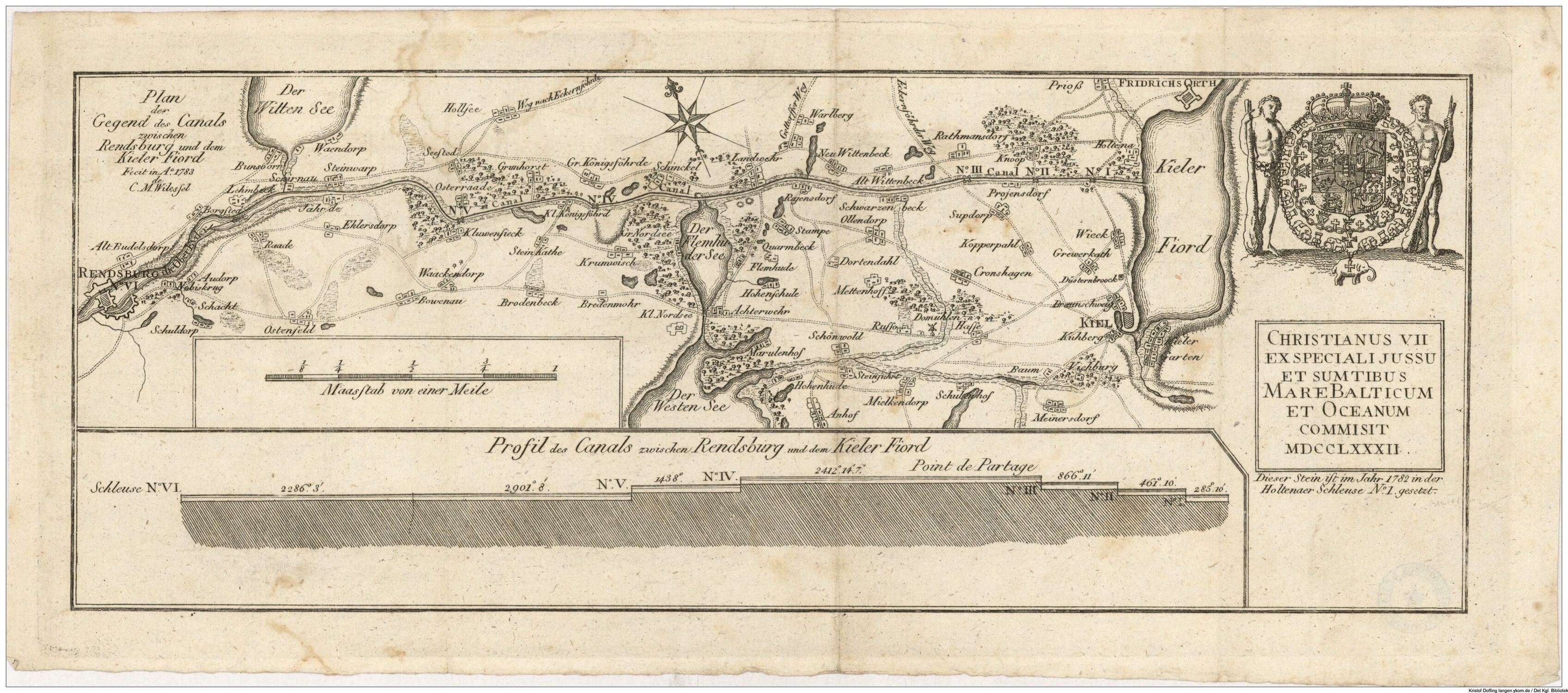 Karte des Eiderkanals von 1783 (Eine weitere Karte findet sich unten in der Bildergalerie.)